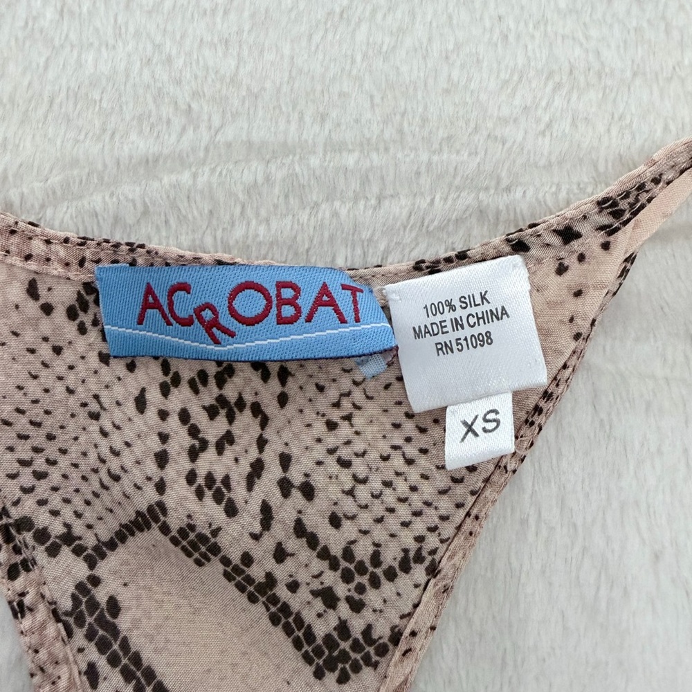 Acrobat Silk Snake Print Racerback Tank Top XS Neutral Boho - Picture 3 of 7